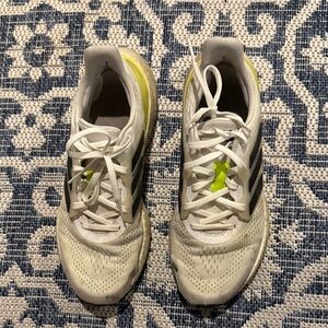 Adidas White and Neon Yellow Athletic Shoes. Worn many times. Listing # 17114